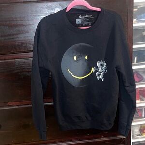 #74 Threadless Black Sweatshirt with Smiley and Astronaut